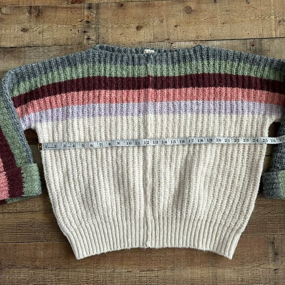 Pol Cream striped oversized chunky knit pullover sweater women's medium - Picture 2 of 7